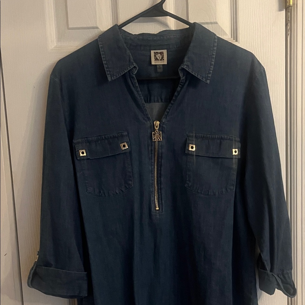 Anne Klein Navy Denim Shirt